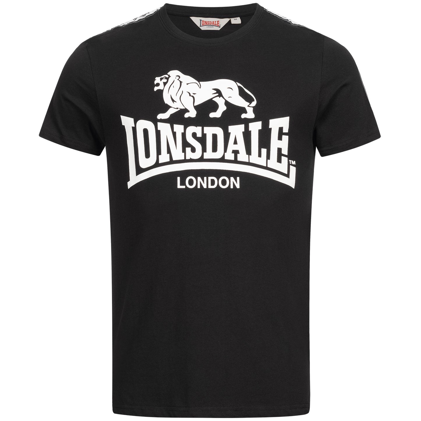 Lonsdale Herren T-Shirt mit grossem Logo-Druck und Logostreifen auf Schultern und Aermeln – sportlicher Look