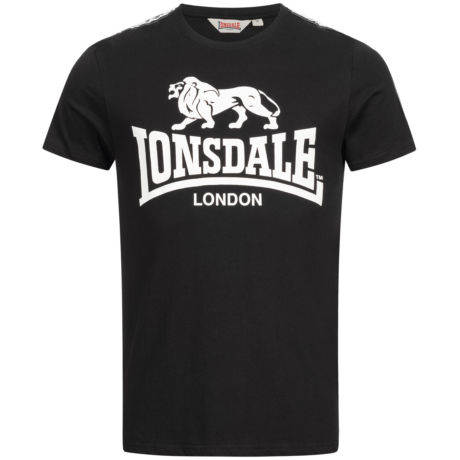 Lonsdale Herren T-Shirt mit grossem Logo-Druck und Logostreifen auf Schultern und Aermeln – sportlicher Look