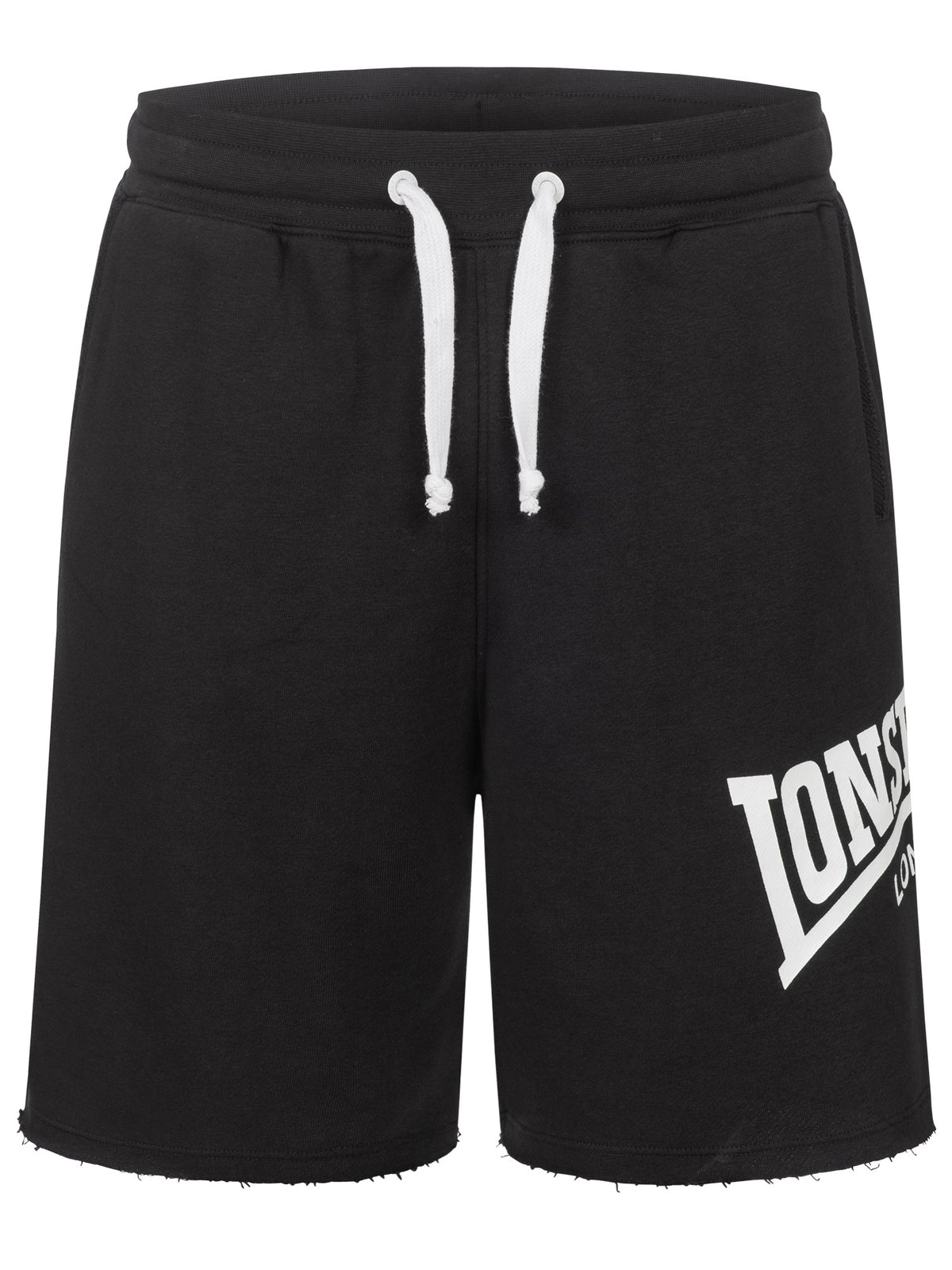 Schwarze Lonsdale Sportshorts für Herren mit weissem Logo-Aufdruck.