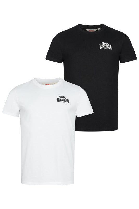 Lonsdale 114096 Blairmore Doppelpack T-Shirt Schwarz/Weiss