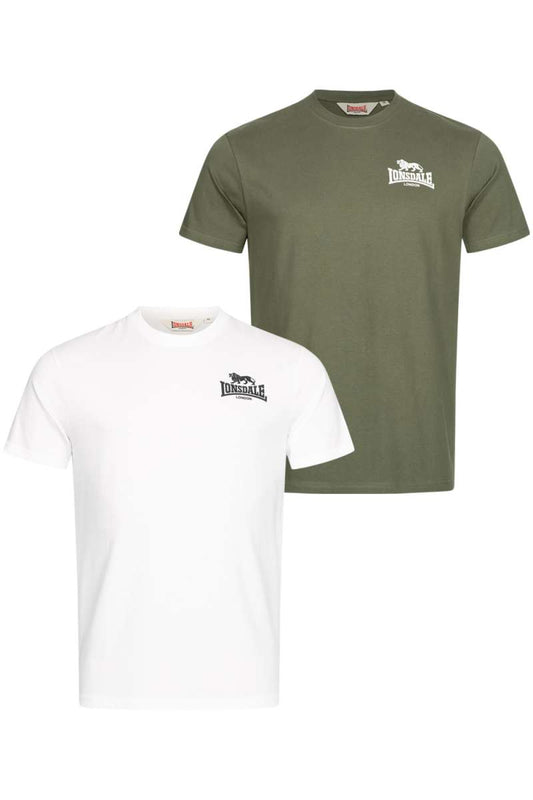 Lonsdale 114096 Blairmore Doppelpack T-Shirt Weiss/Olive