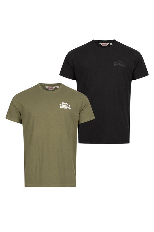 Lonsdale 114096 Blairmore Doppelpack T-Shirt Schwarz/Olive
