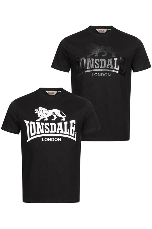 Lonsdale 114099 Kelso Doppelpack T-Shirt Schwarz/Schwarz