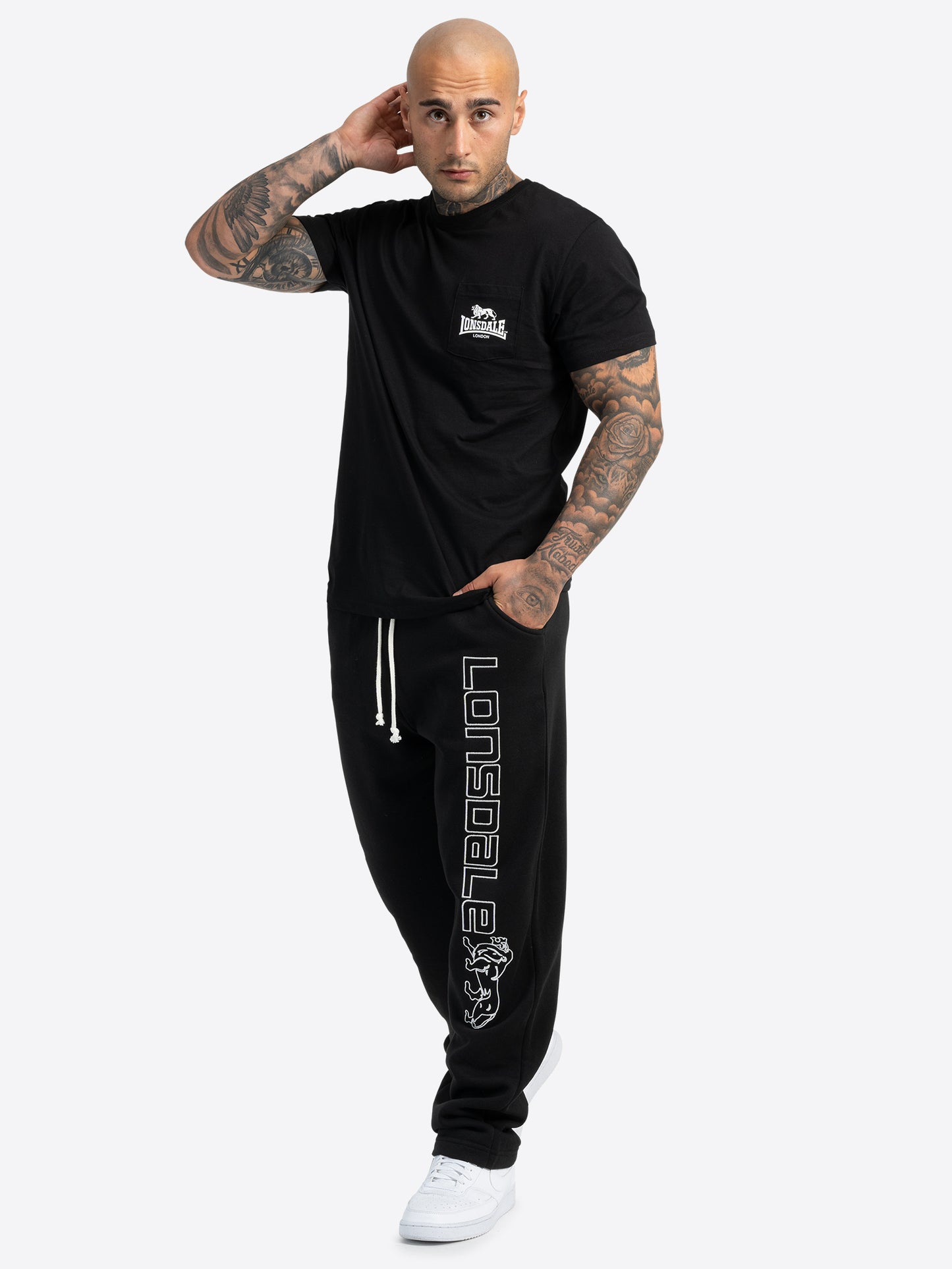 Lonsdale Stonesfield Jogginghose Herren Schwarz normale Passform