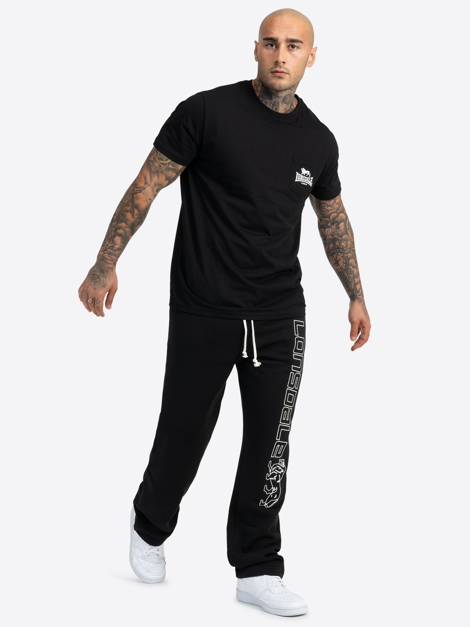 Lonsdale Stonesfield Jogginghose Herren Schwarz normale Passform