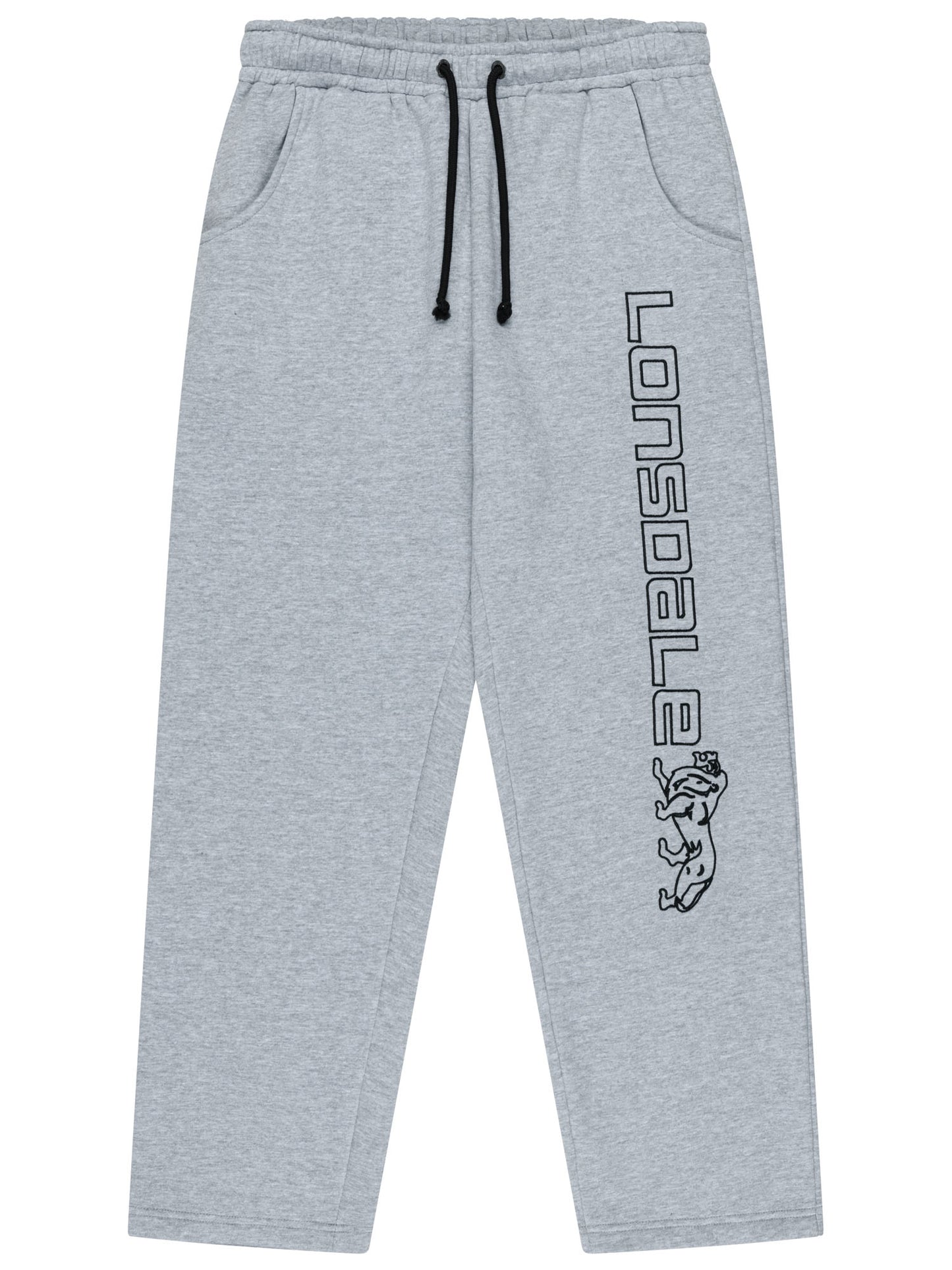  Graue Lonsdale Jogginghose für Herren mit großem Logo-Schriftzug.