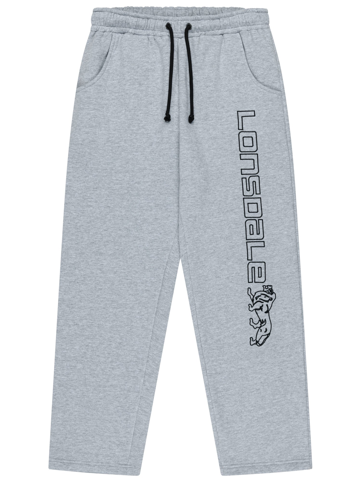  Graue Lonsdale Jogginghose für Herren mit großem Logo-Schriftzug.