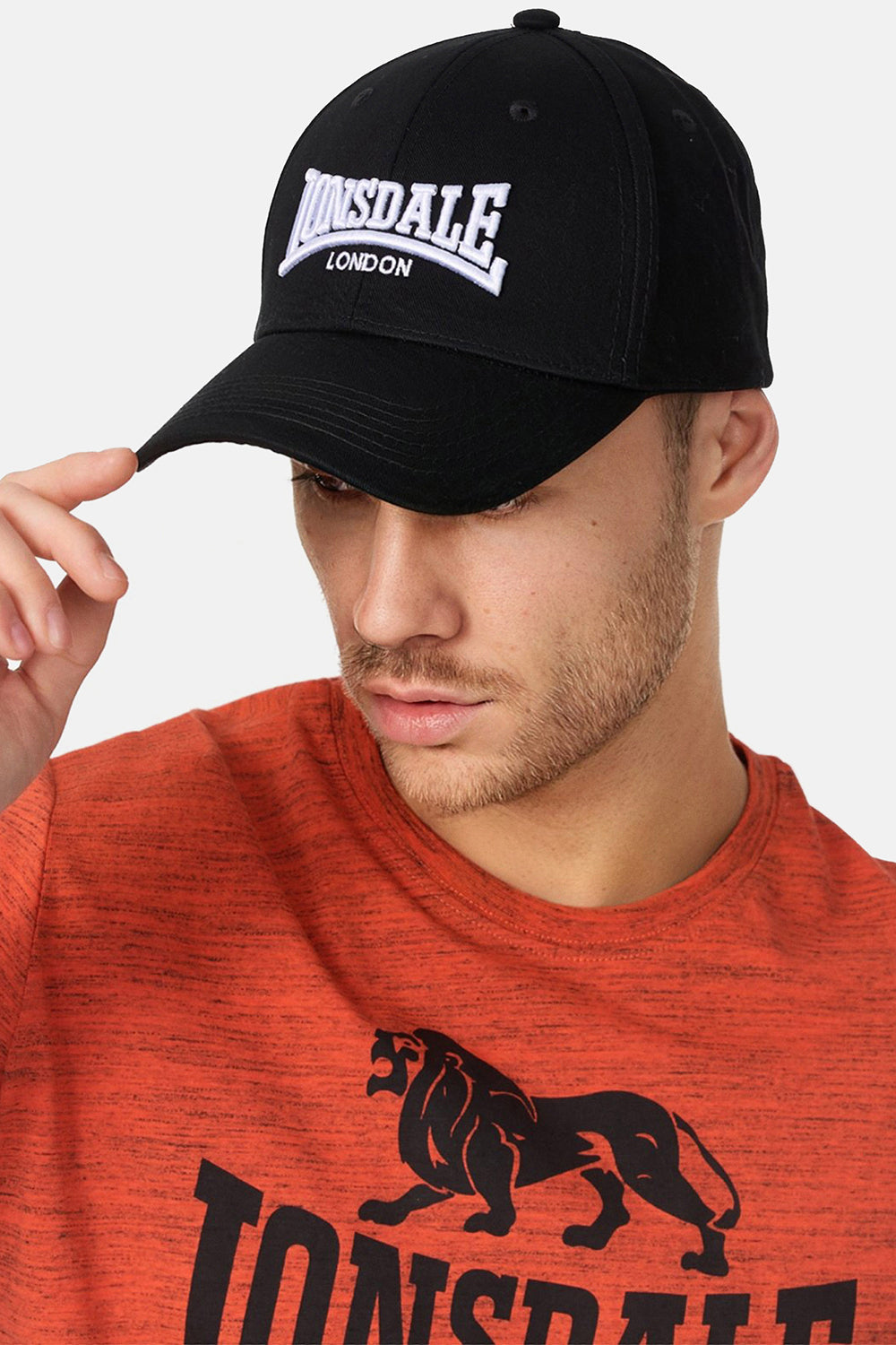Schwarze LONSDALE Kappe aus Baumwolle mit Logo-Stickerei
