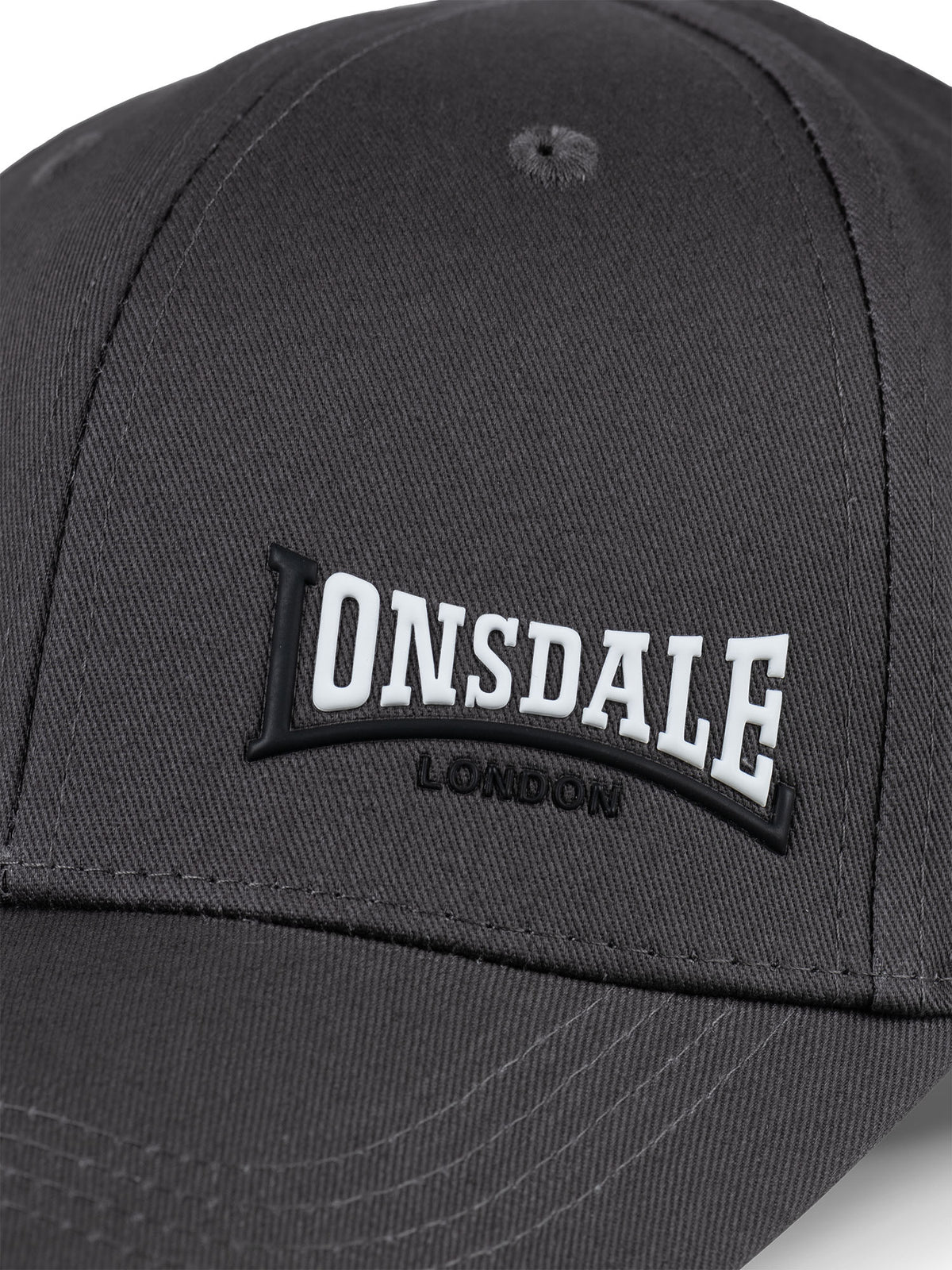 Dunkelgraue Lonsdale Kappe aus Baumwolle mit kleinem Logo Print vorne