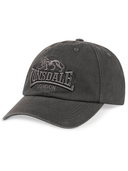 Lonsdale Snapback Cap Eastburn in Washed Grey mit toniger Logo-Stickerei auf der Vorderseite.