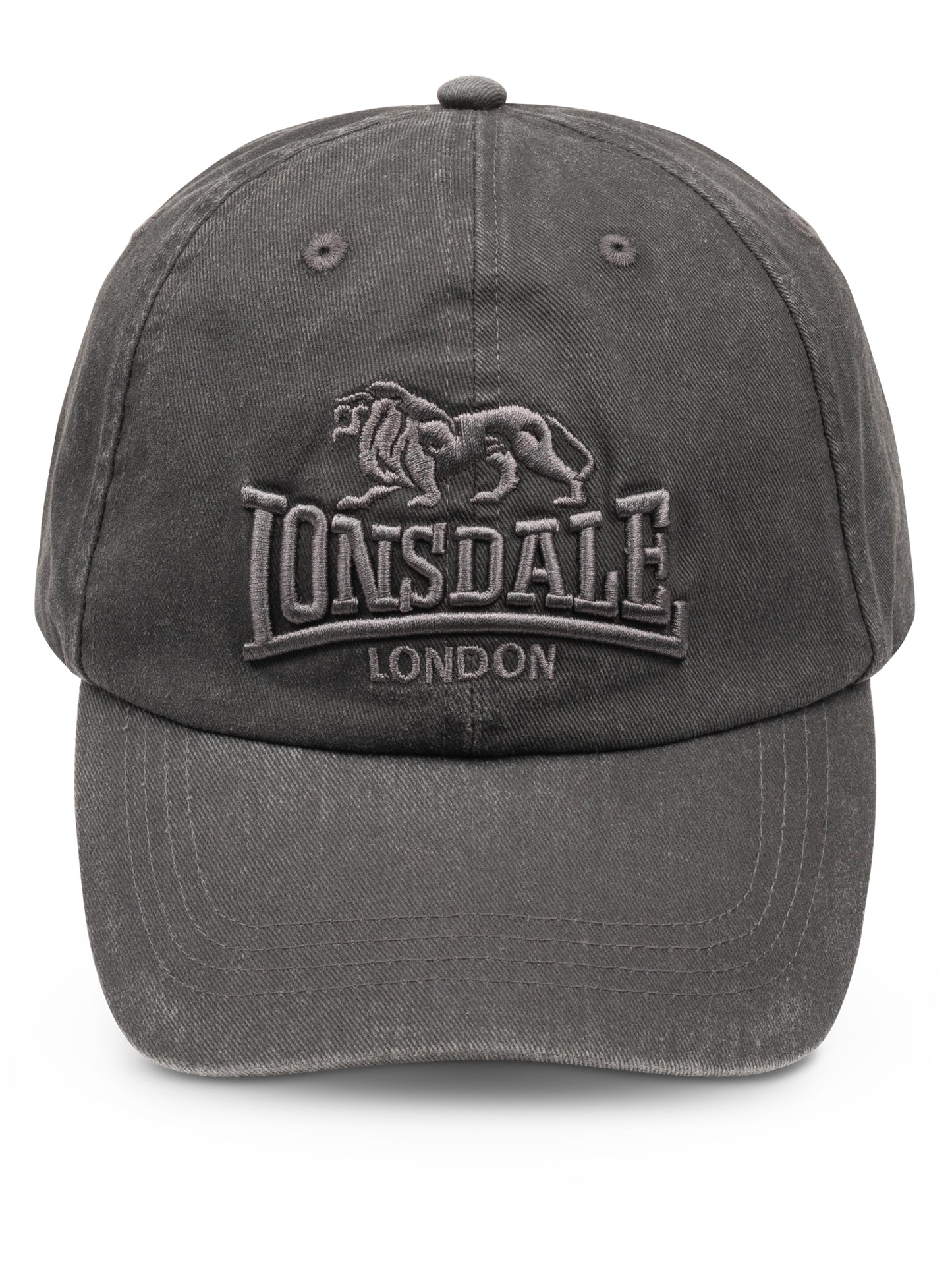 Lonsdale Snapback Cap Eastburn in Washed Grey mit toniger Logo-Stickerei auf der Vorderseite.