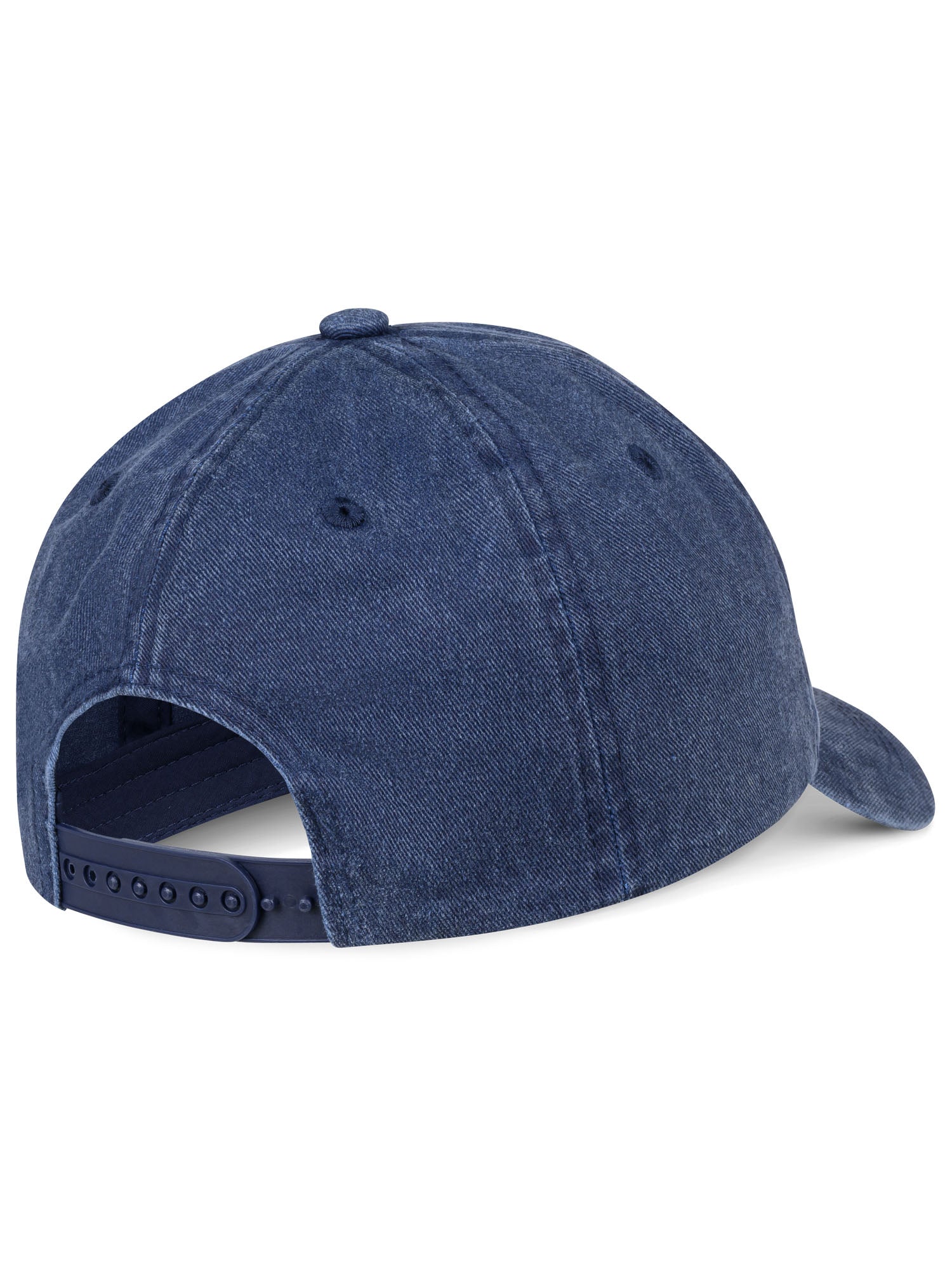 Lonsdale Kappe in Washed Navy – Rückansicht mit verstellbarem Snapback-Verschluss.
