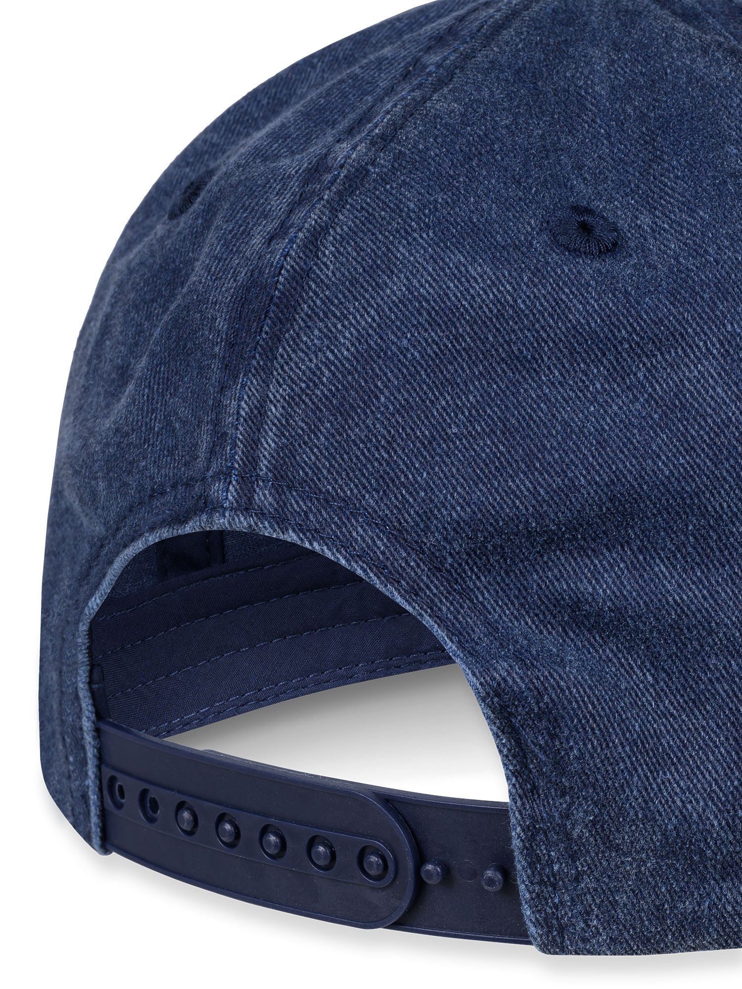Lonsdale Kappe in Washed Navy – Rückansicht mit verstellbarem Snapback-Verschluss.