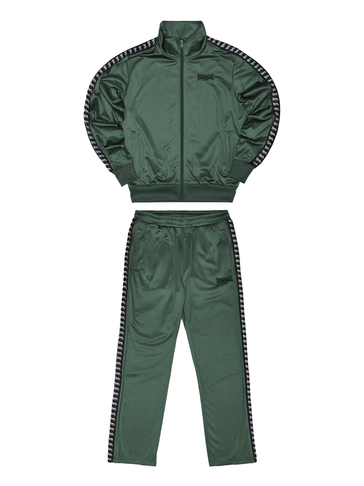 Lonsdale Wyberton Jogginganzug Oliv Herren - Frontansicht mit Logo-Stickerei.