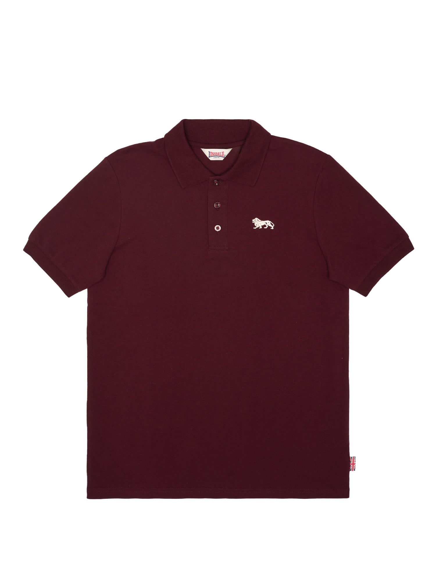 Lonsdale Poloshirt Oxblood mit gesticktem Löwen.