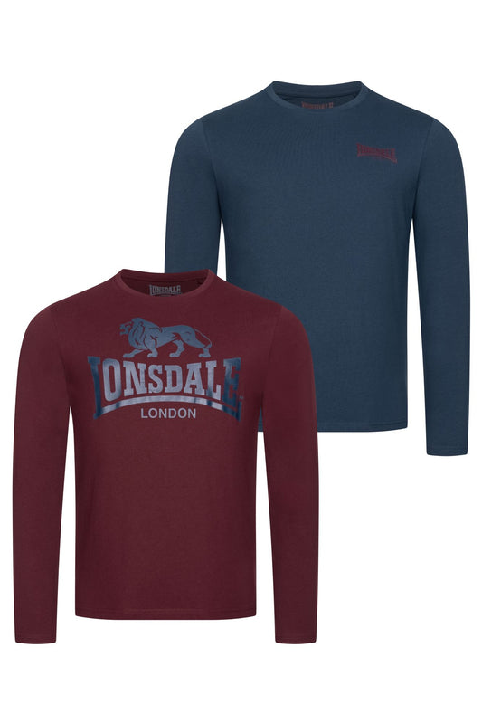 Lonsdale 115087 Ayrshire Doppelpack Langarmshirt Dark Navy/Oxblood