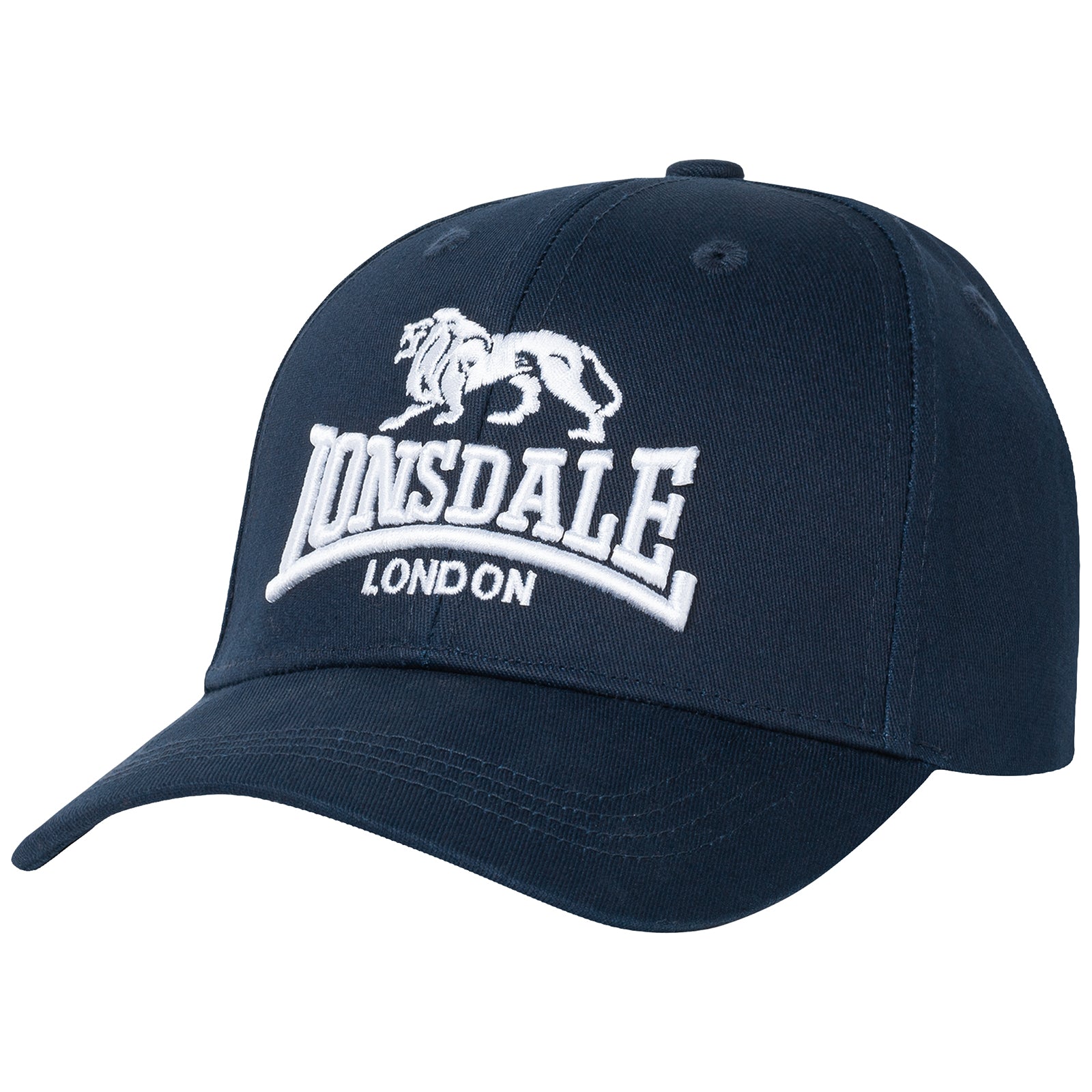 Lonsdale Doppelpack Wiltshire: Je eine schwarze und eine dunkelblaue Kappe aus 100% Baumwoll-Köper mit gesticktem Logo