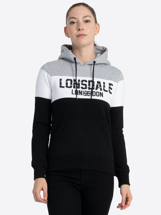Lonsdale London 116011 Ladies Kapuzensweatshirt  Schwarz/Weiss/Marl