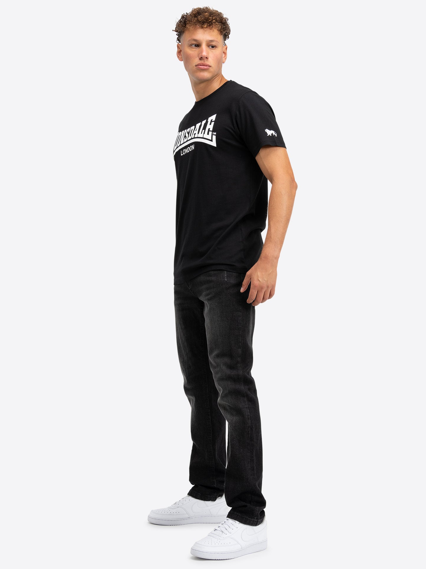 Lonsdale T-Shirt Doppelpack – 2 schwarze Shirts mit kleinem und großem Logo-Print