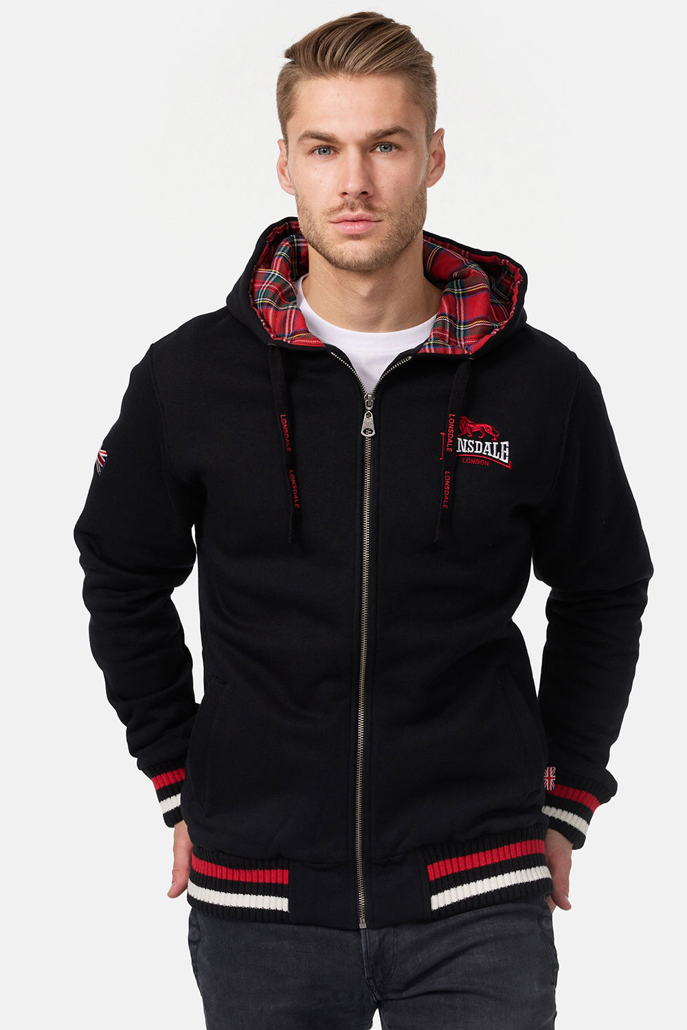 Lonsdale 117011 Lancaster Kapuzensweatjacke Schwarz