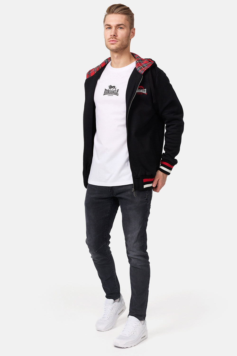 Lonsdale 117011 Lancaster Kapuzensweatjacke Schwarz