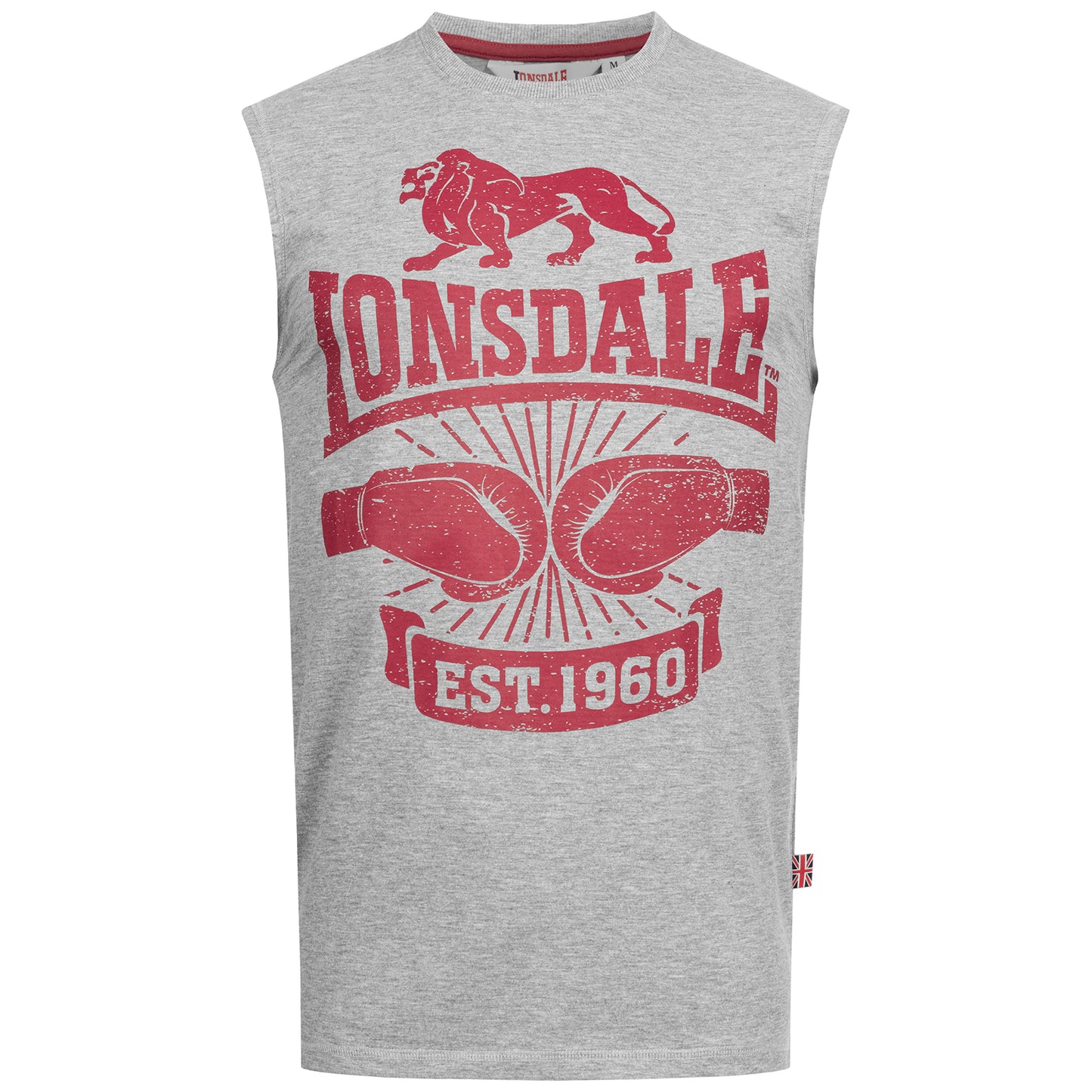Ärmelloses Lonsdale T-Shirt marl grey mit Brustdruck und Ziernähten