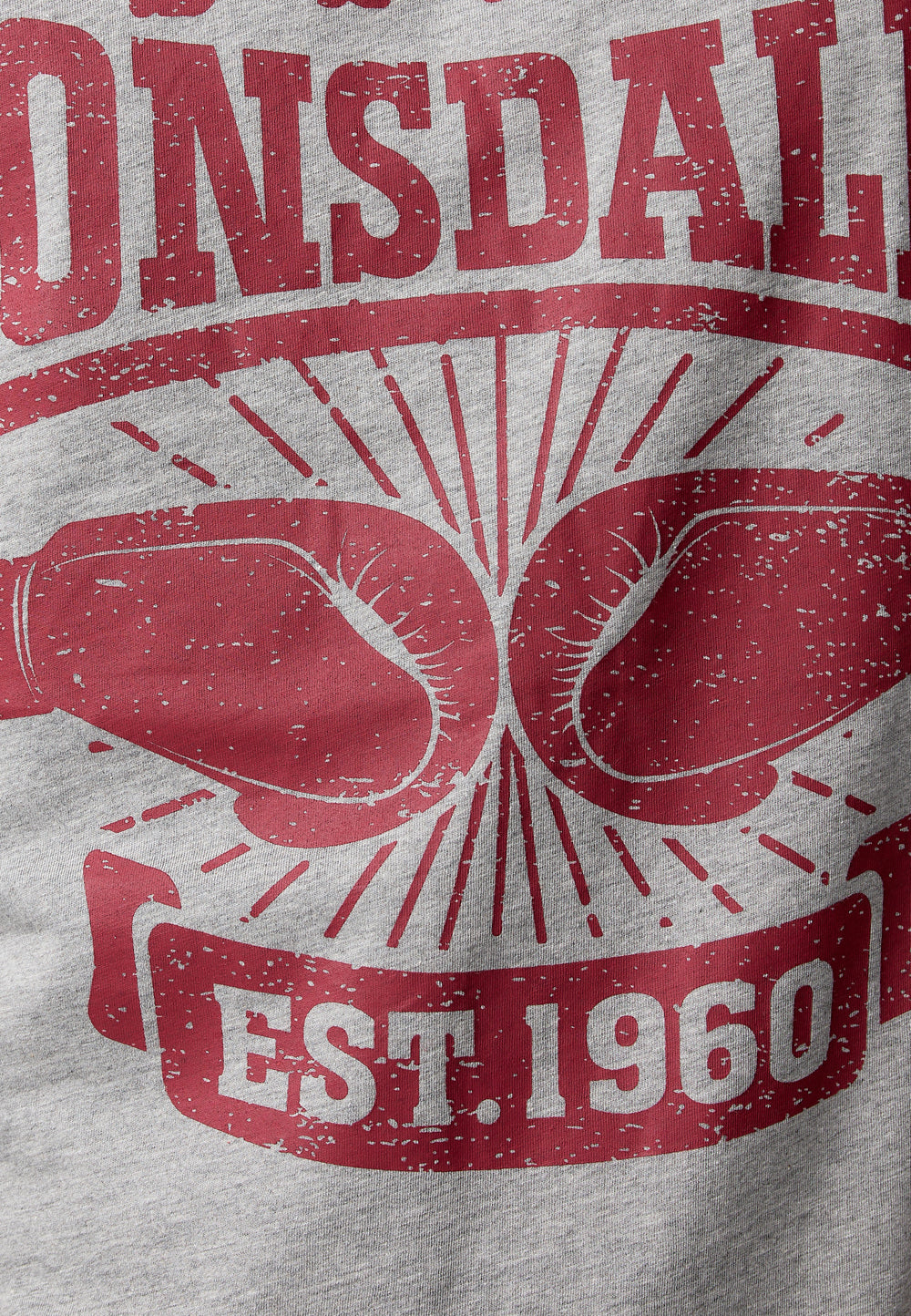 Ärmelloses Lonsdale T-Shirt marl grey mit Brustdruck und Ziernähten