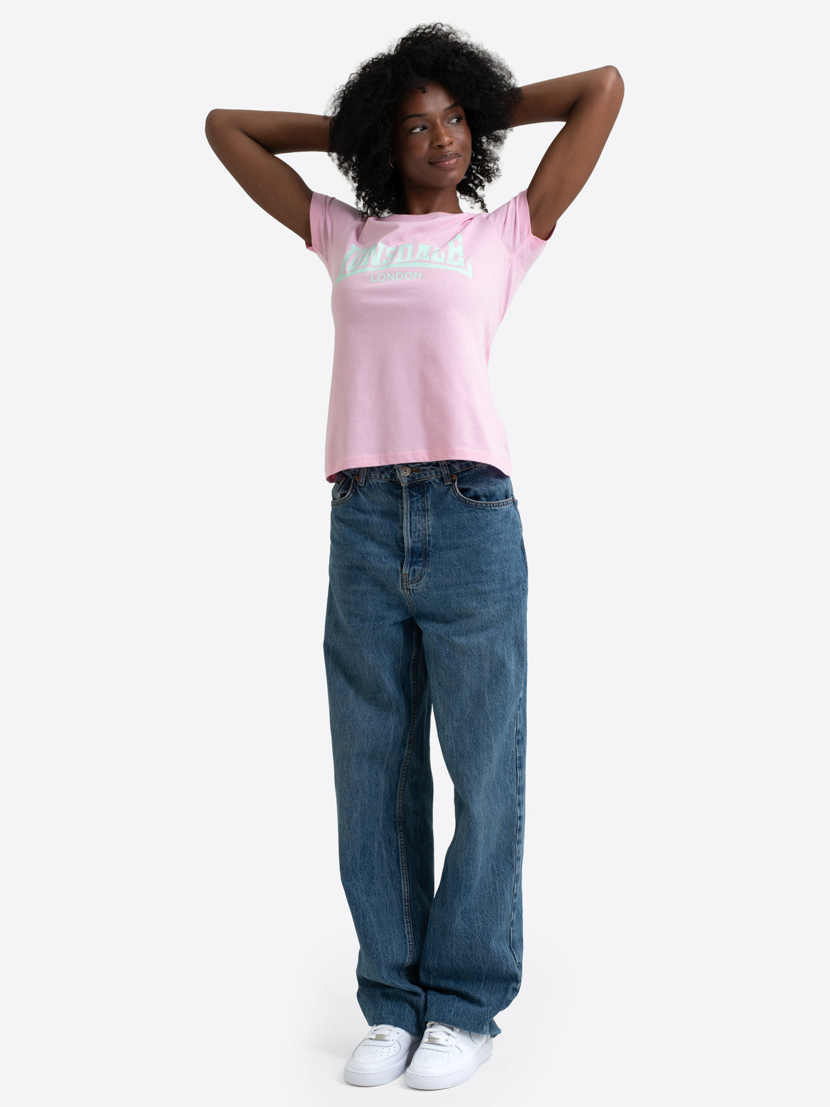 Rosa Lonsdale Damen T-Shirt mit hellem Logo-Print