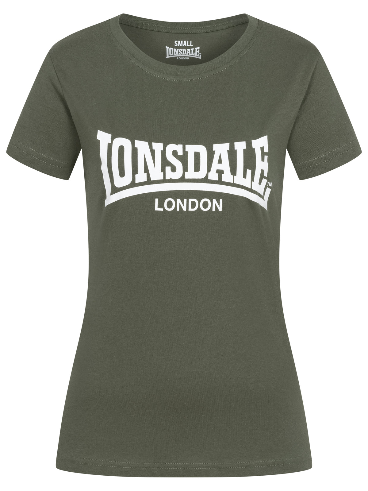 Olivgrünes Lonsdale Damen T-Shirt mit weissem Print 