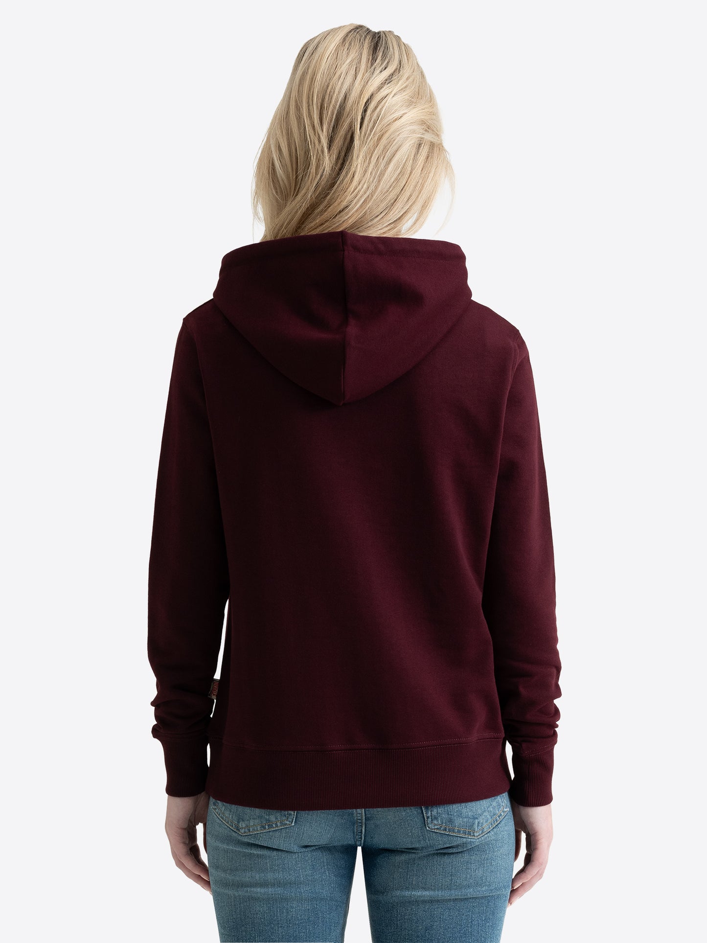 Rückansicht Lonsdale Kapuzenpullovers für Frauen in Schwarz.
