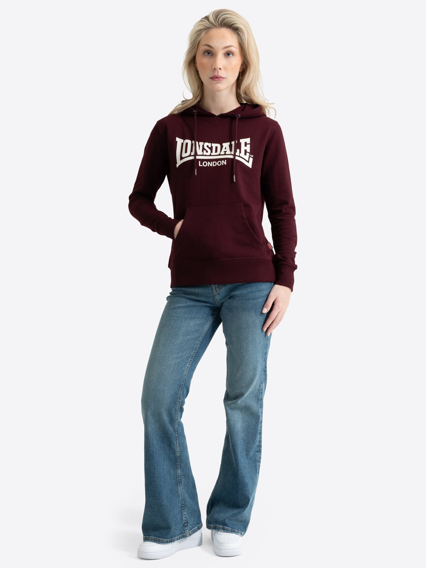 Calk 3D-Gummidruck-Logoprint auf Lonsdale Damenpullover in Oxblood