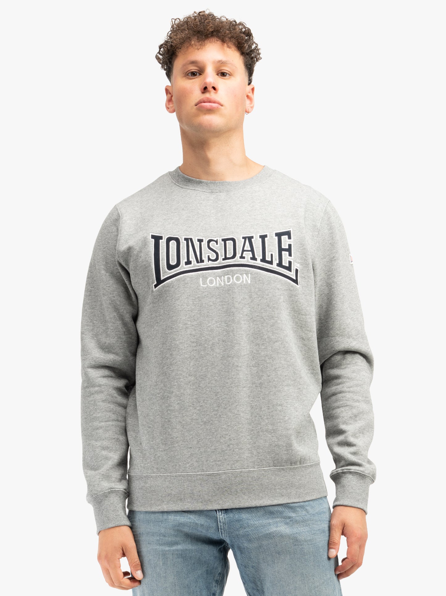 Lonsdale Herren Sweatshirt Marl Grey mit Rundhals und Logo