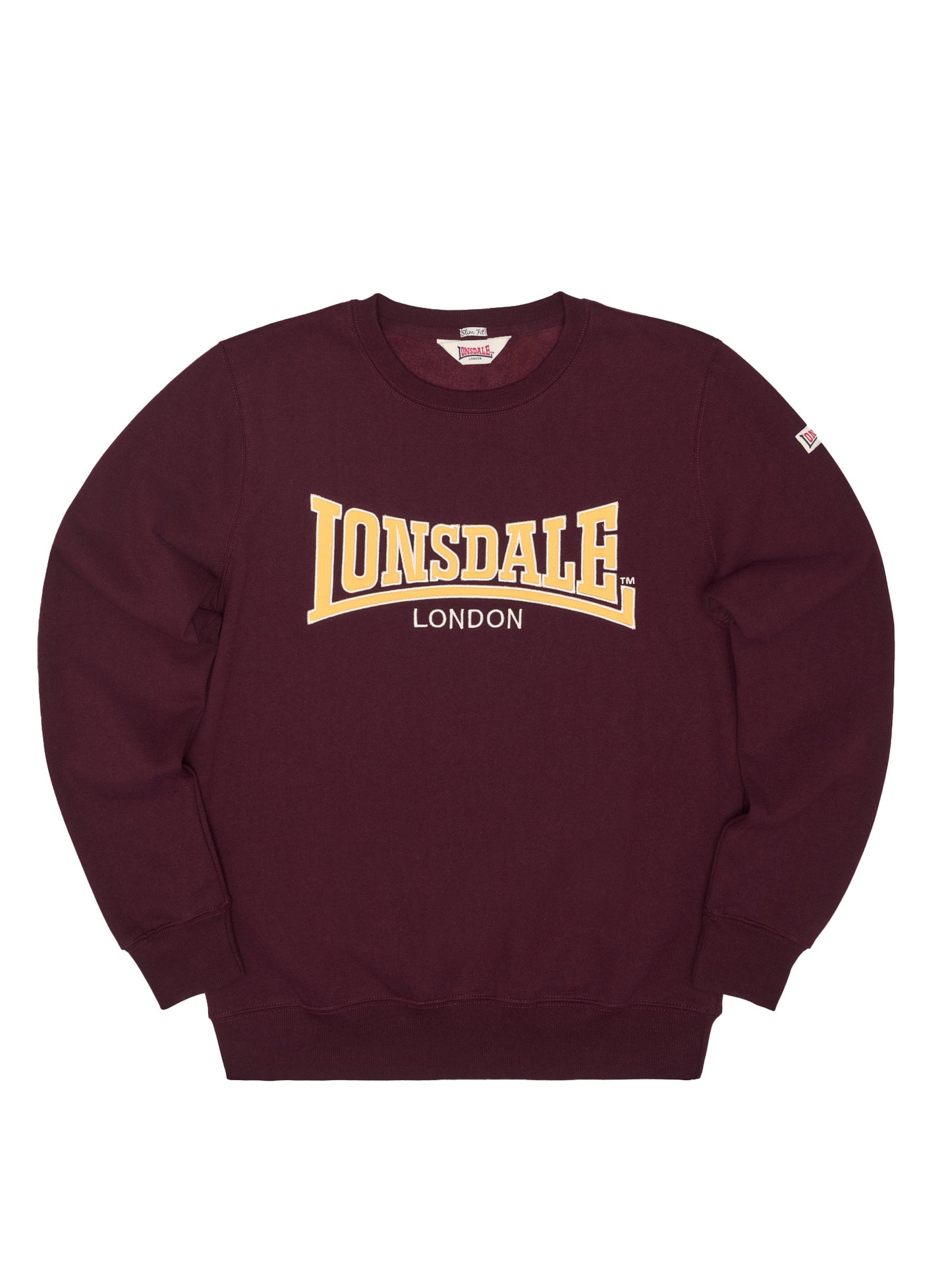 Lonsdale Sweatshirt Berger in Oxblood mit grosser Logo-Applikation auf der Brust.