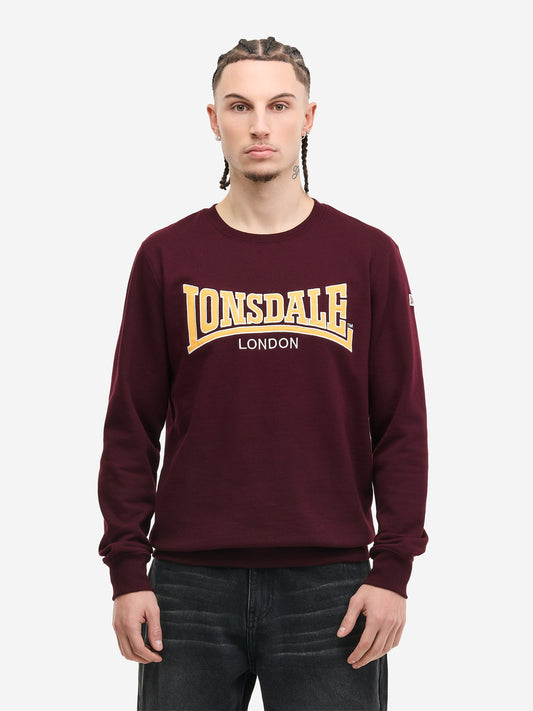 Lonsdale Sweatshirt Berger in Oxblood mit grosser Logo-Applikation auf der Brust.