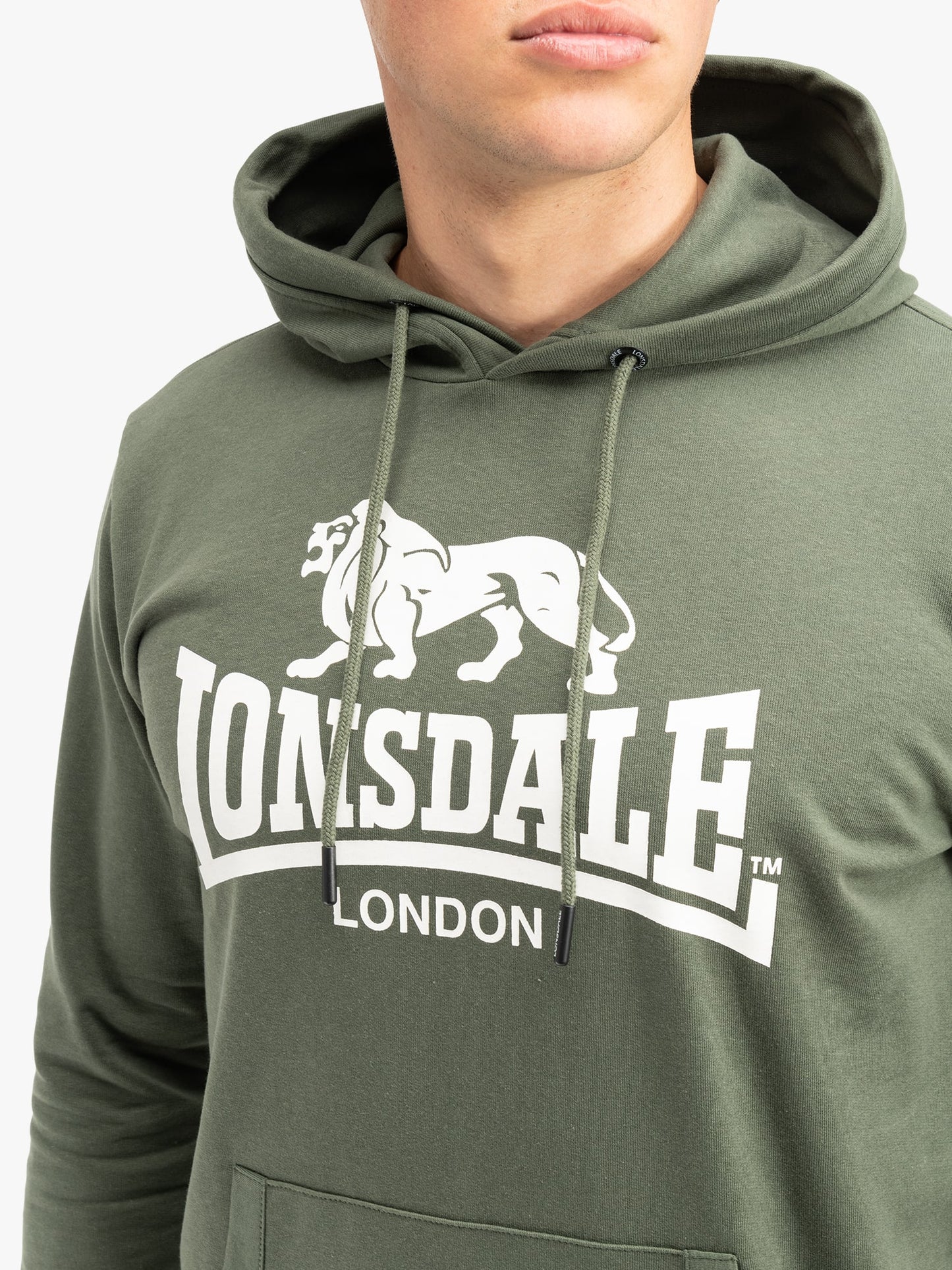 Lonsdale Hoodie Grün mit Flockdruck und Union Jack Badge
