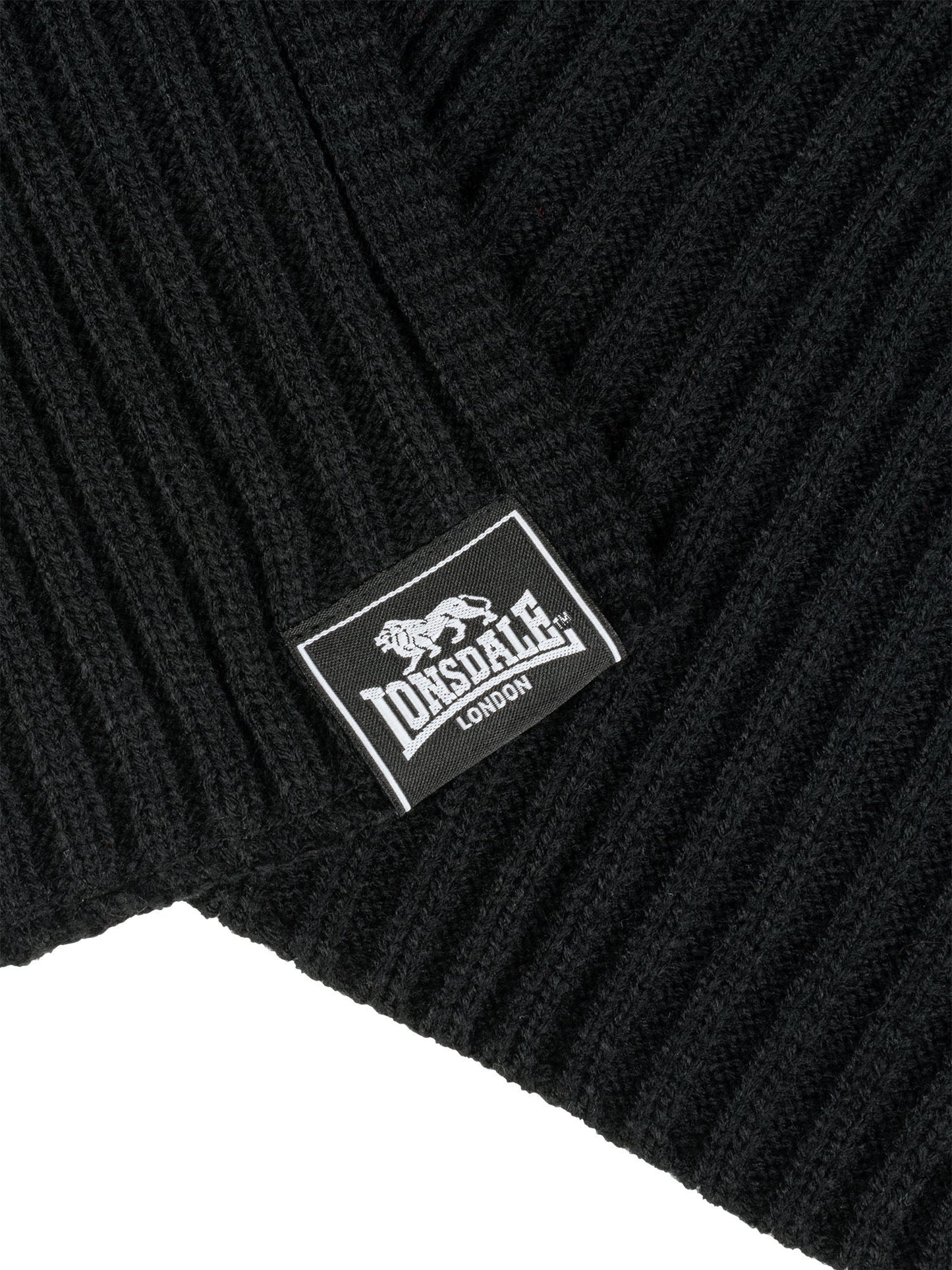 Lonsdale 117042 Acomb Unisex Set Mütze Schal & Handschuhe Schwarz