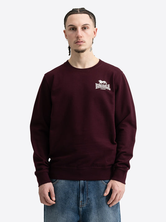 Lonsdale London Sweatshirt für Herren in Oxblood, Slim Fit Schnitt mit Rundhals.