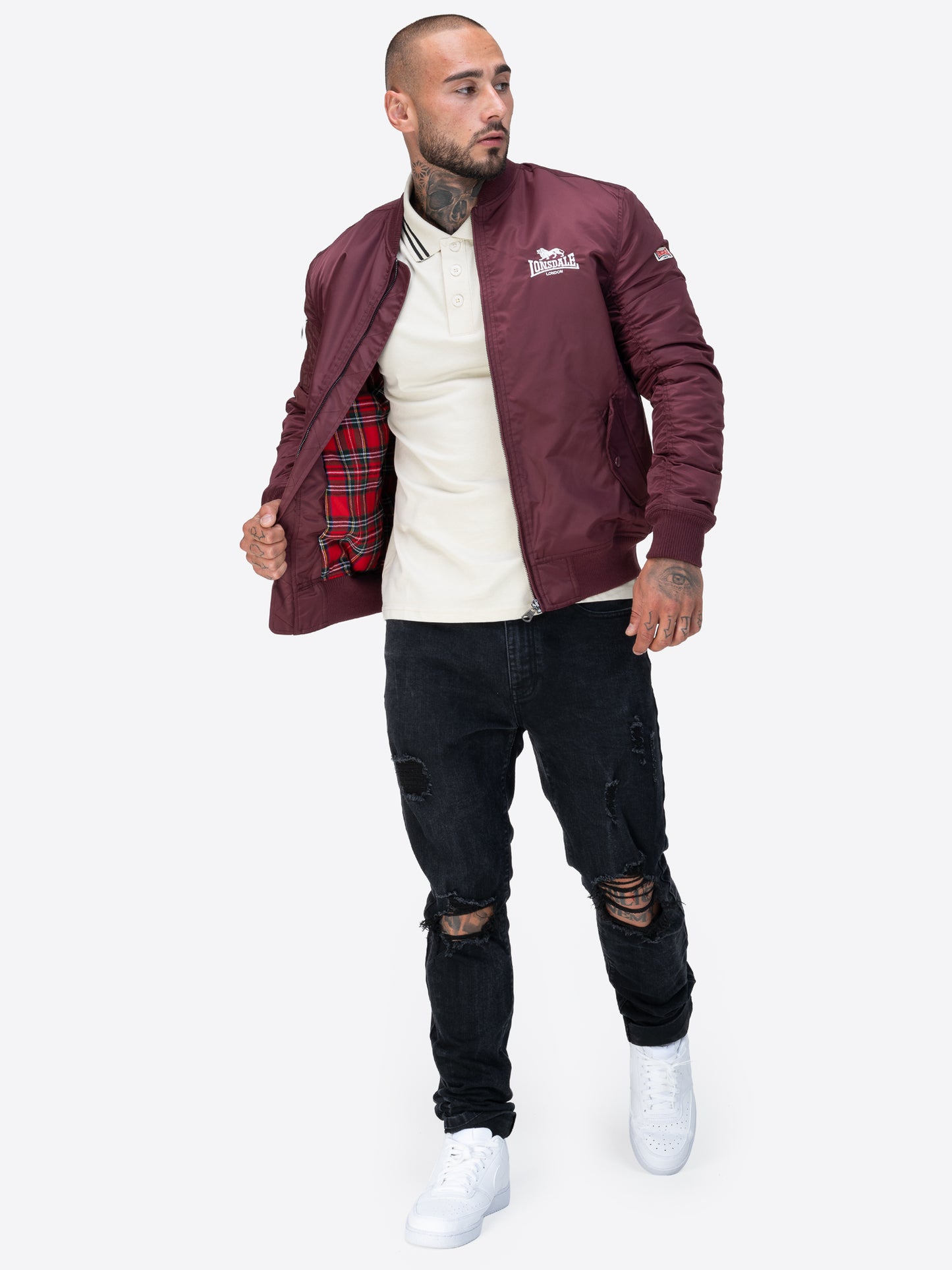 Lonsdale Bomberjacke, klassischer Schnitt, Reissverschluss, Logo auf der Brust