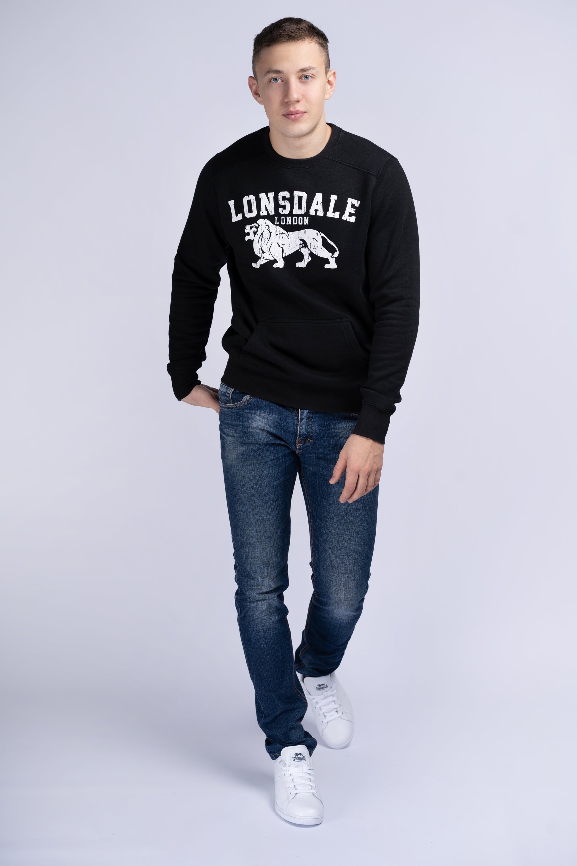 Lonsdale Herren Pullover mit Logo-Stickerei und Union Jack Label, sportlich und komfortabel.