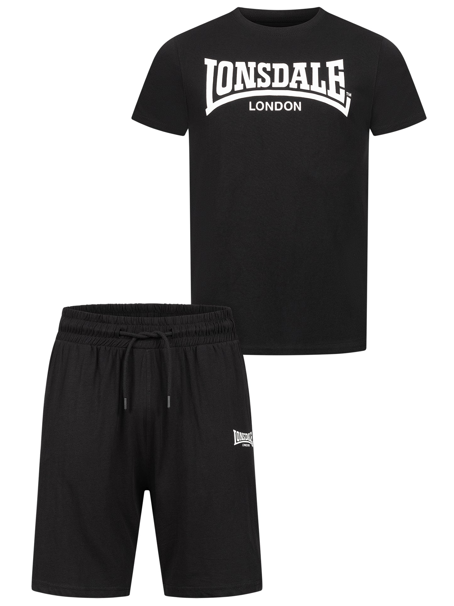 Lonsdale Herren T-Shirt- & Shorts-Set Schwarz/Weiss