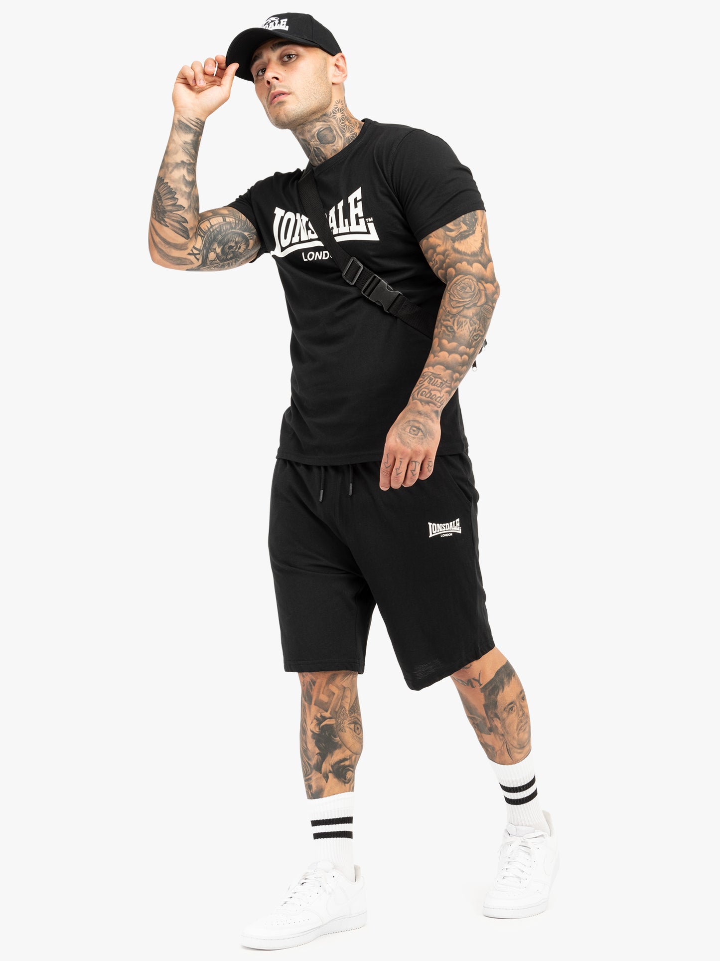Lonsdale Herren T-Shirt- & Shorts-Set Schwarz/Weiss