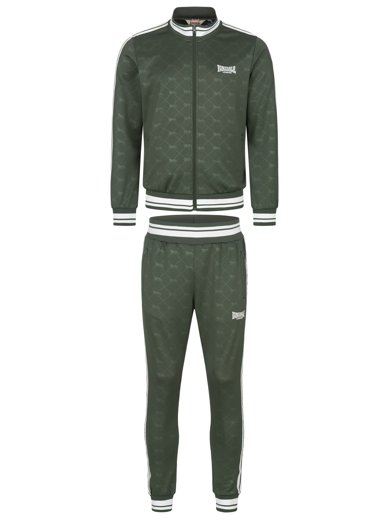 Lonsdale Jogginganzug mit auffälligem Allover-Print – zweiteiliges Set aus Jacke und Hose in sportlichem Design, ideal für Freizeit und Training