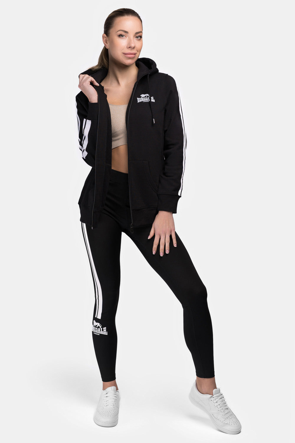 Lonsdale 117324 Ladies Windgates Kapuzensweatjacke Schwarz