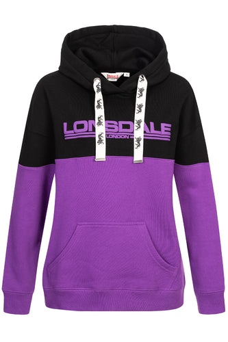 Lonsdale London 117329 Ladies Wardie Hoodie Purple/Schwarz/Weiss