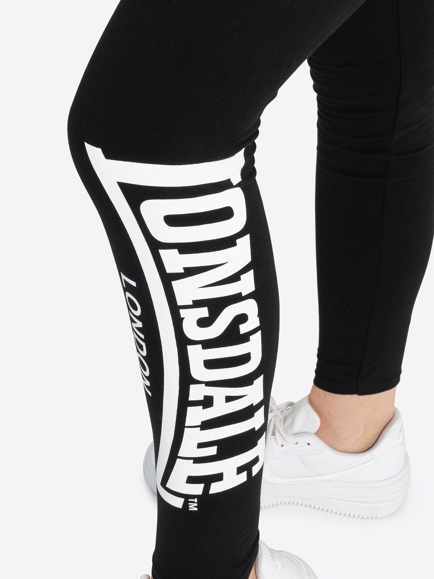 Lonsdale Frauen Leggings – Eng anliegend mit kontrastfarbigem Logo-Druck am linken Bein