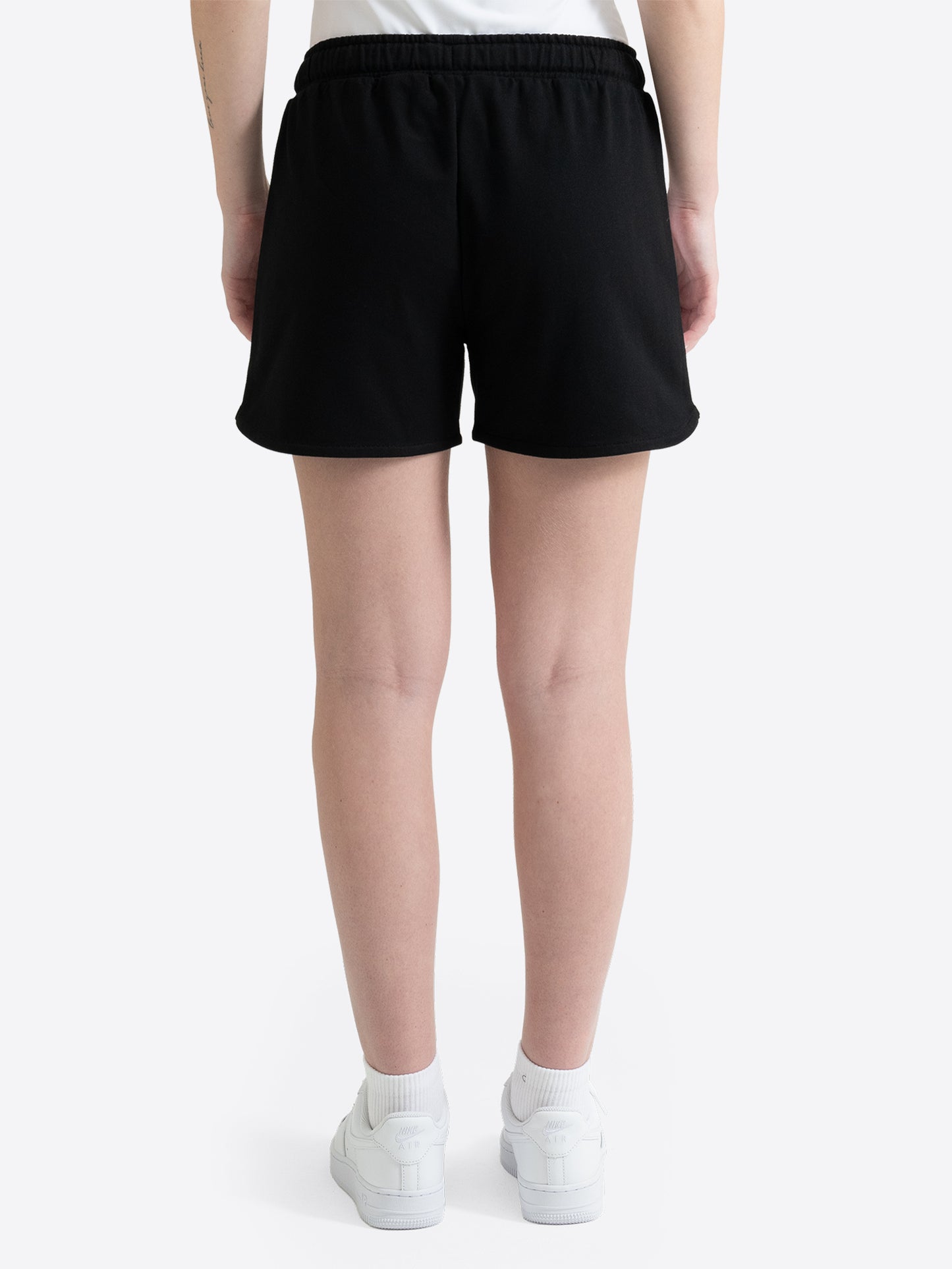 Kurze Lonsdale Damen Jogginghose in Schwarz, eng geschnitten, Rückansicht.