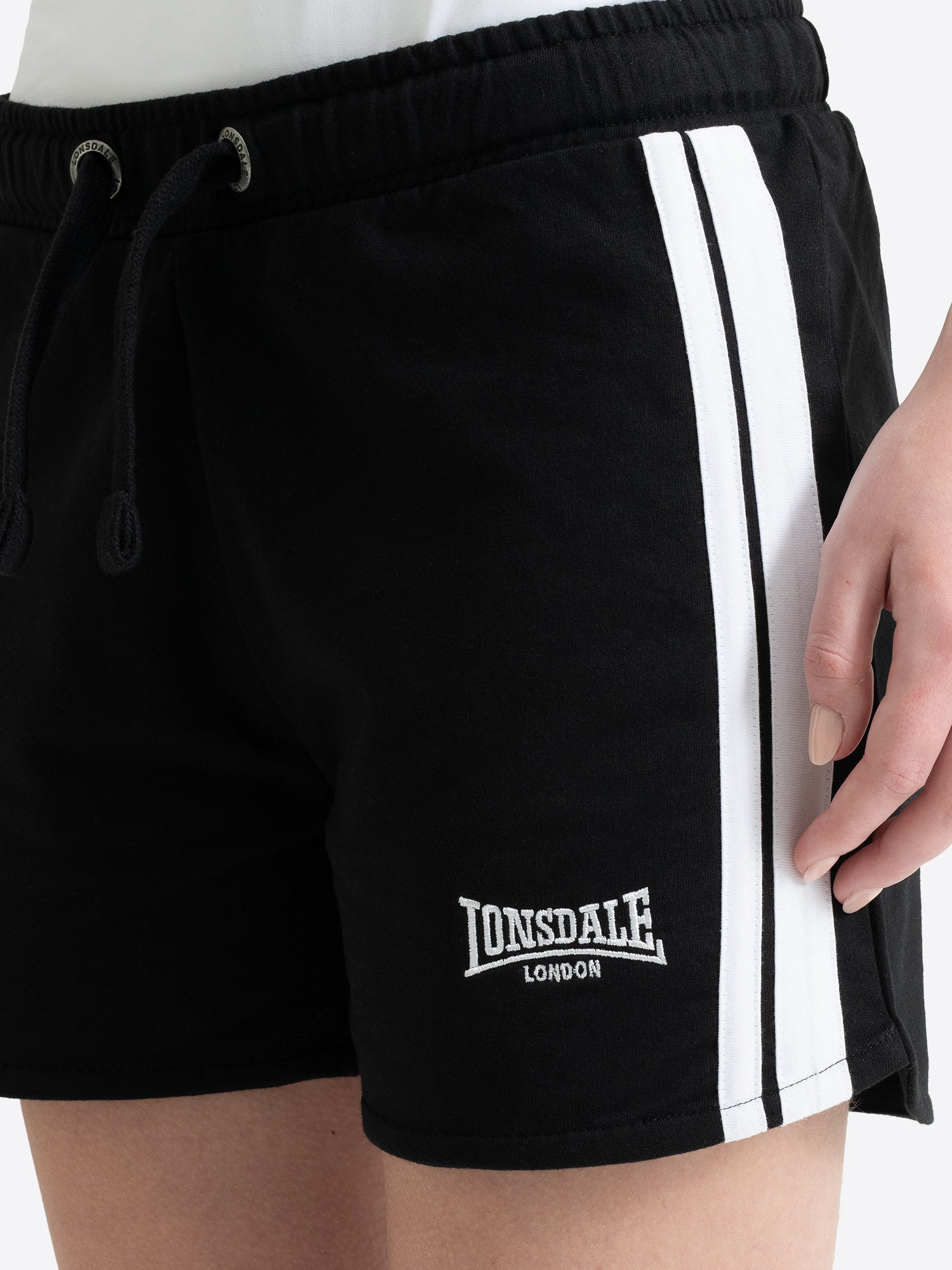 Lonsdale Damen Kurz-Hose Schwarz aus Baumwolle mit Logo-Bestickung
