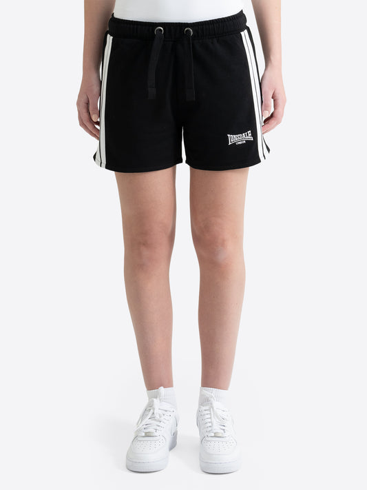 Lonsdale Damen Sport-Shorts in Schwarz mit weissen Streifen und Gummibund