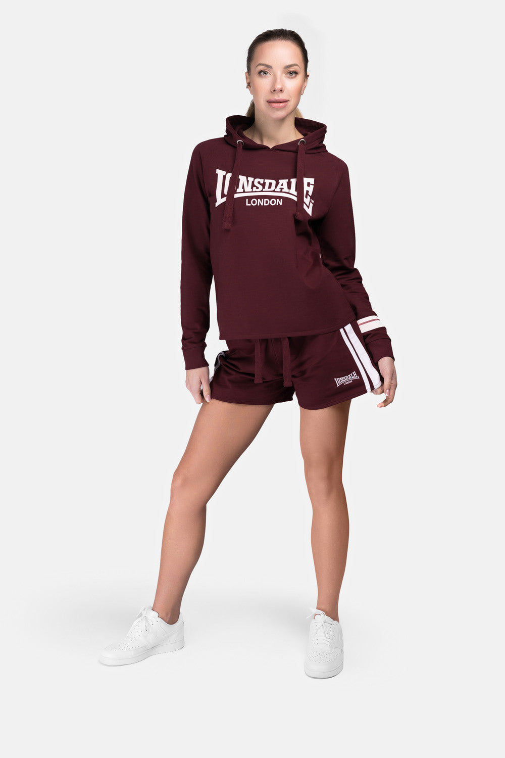 Lonsdale 117406 Ladies Carloway Shorts Oxblood