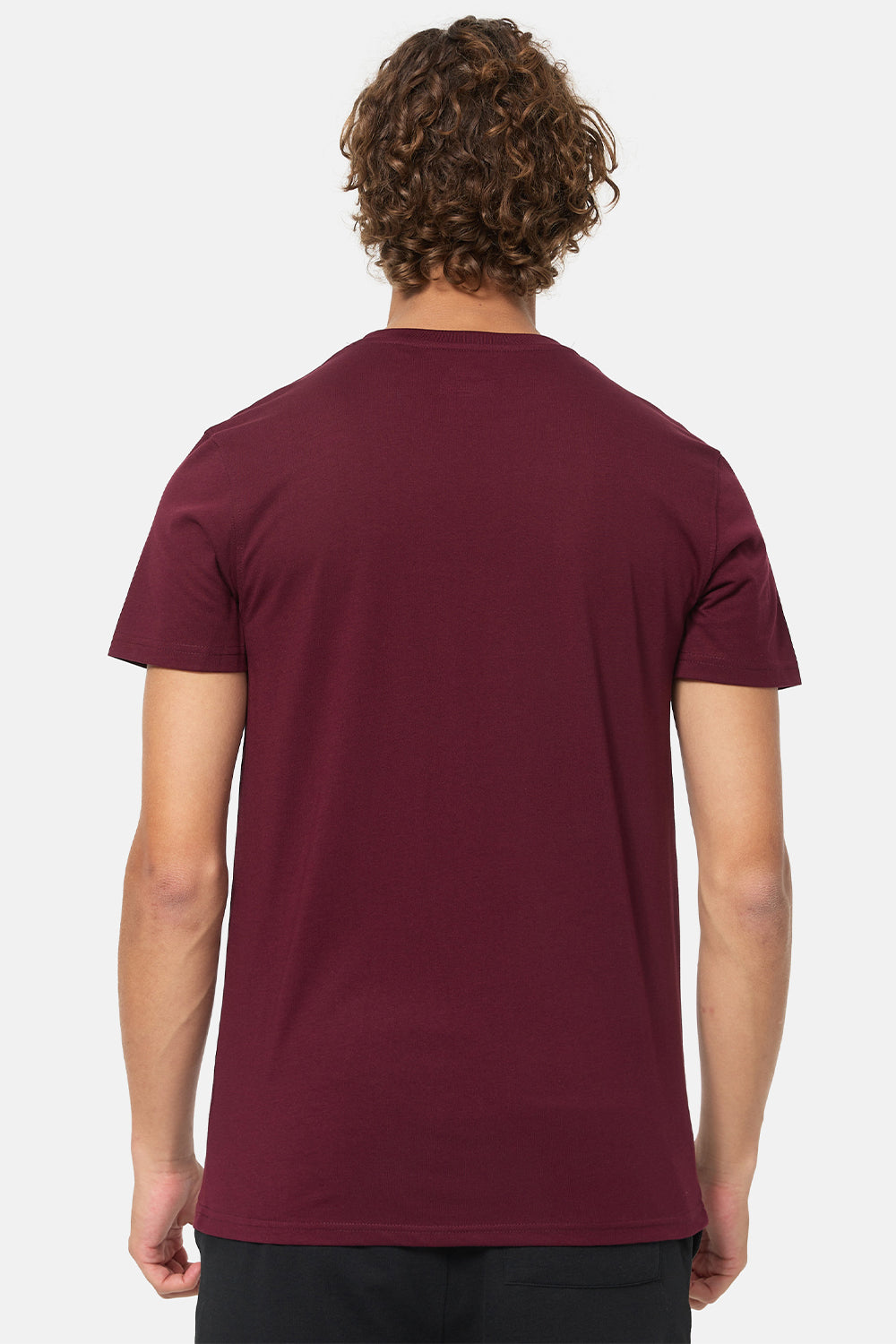 Herren T-Shirt Doppelpack schwarz/oxblood, Rundhals mit Logo